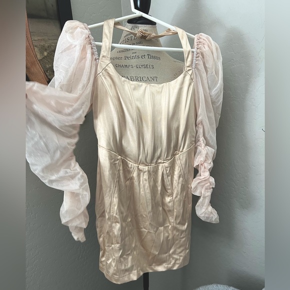 NWT Club L London champagne, mini dress; Size US 8 - Picture 1 of 4